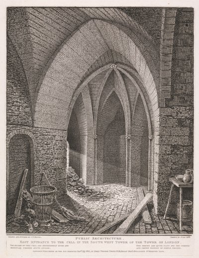 Østre inngang til cellen i det sørvestlige tårnet i Tower of London av John Thomas Smith