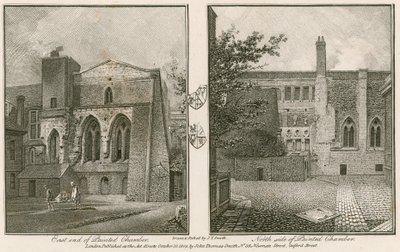 Østenden (venstre) og nordsiden (høyre) av Painted Chamber, Westminster Palace av John Thomas Smith
