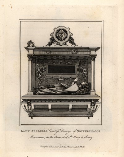 Gravbilde eller Lady Arabella, enkegrevinne av Nottingham, i koret til St Mary le Savoy av John Thomas Smith