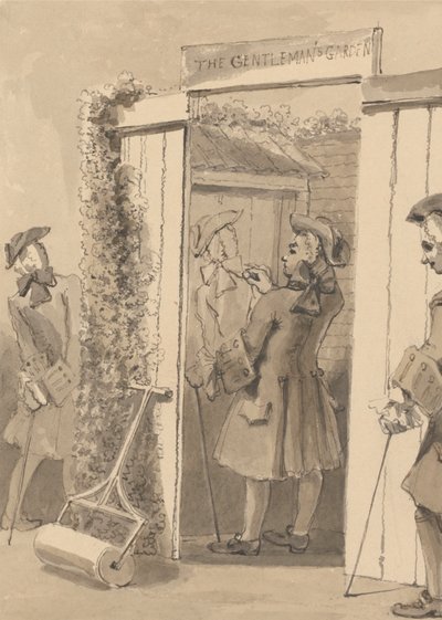 Hogarth er ute av sin tid tegner sin ledsagers figur på døren til et bestemt sted, til stor beundring for alle hans venner av John Thomas Smith