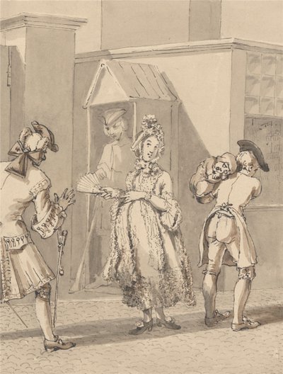 Hogarth bærer sitt mesters syke barn rundt Leicester Fields. The Spot of Ground Leicester House. av John Thomas Smith
