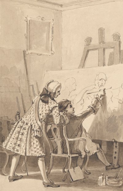 Hogarth-maler 'The Lady's Last Stake', i nærvær av Lord Charlemont av John Thomas Smith