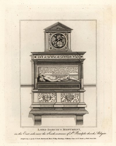 Lord Darcies monument i St Botolphs kirke, Aldgate av John Thomas Smith