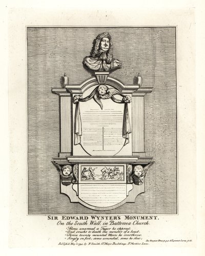 Monument av Sir Edward Wynter, død 1685, på sørveggen til St Mary