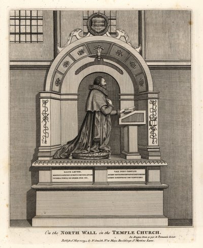 Monument til advokat Richard Martin, protokollfører fra London (1570-1618), i Temple Church av John Thomas Smith