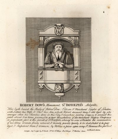 Monument til kjøpmann Taylor og filantrop Robert Dow i St Botolph