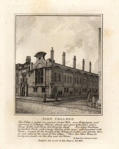 Sion College, ved London Wall, nær Cripplegate av John Thomas Smith
