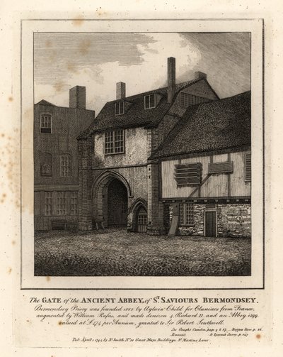 Porten til det gamle klosteret St Saviours Bermondsey av John Thomas Smith