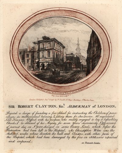 Vestfronten av Mathematical School, Christs Hospital av John Thomas Smith