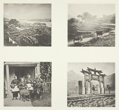 En del av Foochow Foreign Settlement, Terracing Hills, Foochow Field Women, A Memorial Arch, ca. 1868. av John Thomson