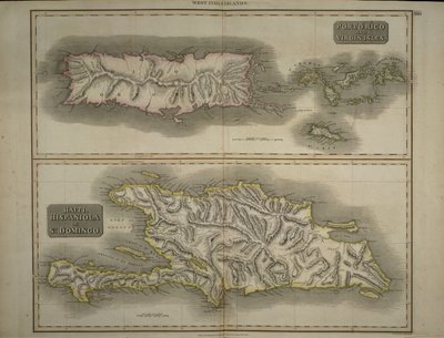 Porto Rico og Jomfruøyene: Haiti, Hispaniola eller St. Domingo, 1817 (håndfarget gravering) av John Thomson