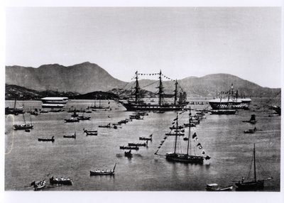 Utsikt over havnen, Hong Kong, fra 'Illustrations de la Chine et de ses Habitants' av J. Thomson, utgitt i 1873 av John Thomson