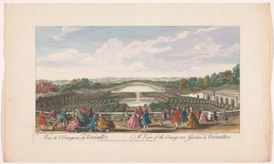 Utsikt over appelsintrehagen i Versailles (tittel på objekt) av John Tinney