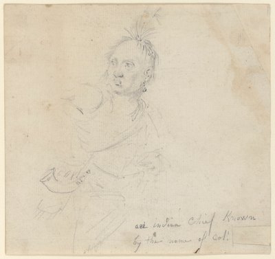 Kaptein Joseph Lewis av Louis, fra Oneida-indianerne, studerer for av John Trumbull