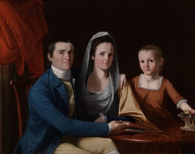 Jonathan Trumbull jr., Eunice Backus Trumbull og Faith Trumbull, senere Faith Trumbull Wadsworth (1740-1809, LL.D. 1797; 1749-1826; 1769-1846) av John Trumbull