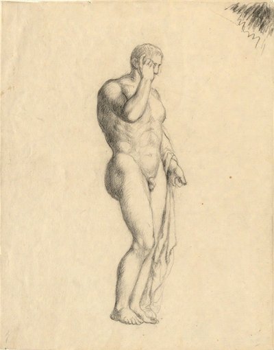 Naken mannlig figur (klassisk) som viser høyre side (samme figur som 1938.280) av John Trumbull