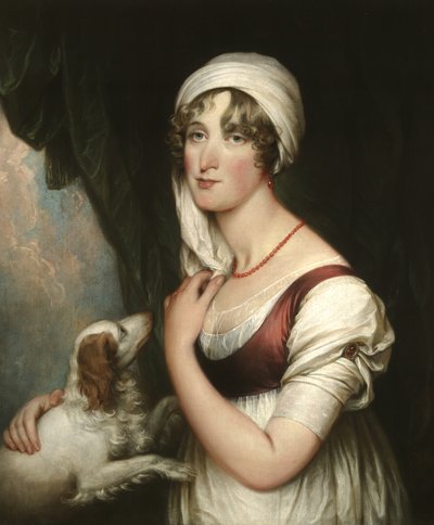 Sarah Trumbull med en spaniel, ca. 1802 av John Trumbull
