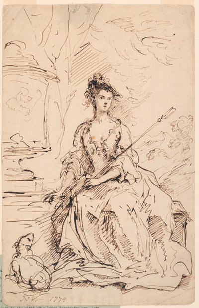 Portrett av en dame (Peg Woffington?) som en gjeterinne av John Vanderbank