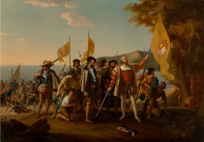 The Landing of Columbus , andre halvdel av 1800-tallet.. av John Vanderlyn after