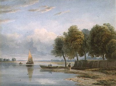 Utsikt over Themsen ved Millbank av John Varley