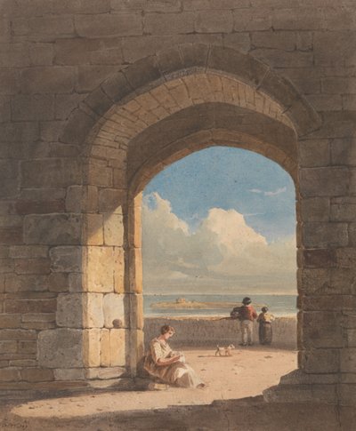 En bue på Holy Island, Northumberland av John Varley