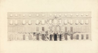 Arkitektonisk tegning av en bygning med astrologiske symboler av John Varley