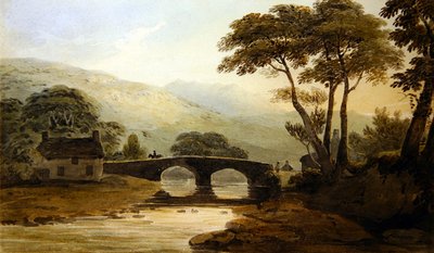 Beddgelert Bridge (akvarell på papir) av John Varley