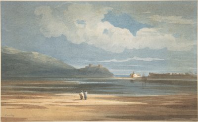 Harlech Castle på andre siden av Traeth Mawr av John Varley