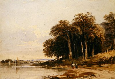 Elvelandskap (akvarell) av John Varley