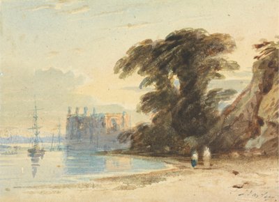 Elvelandskap med figurer av John Varley