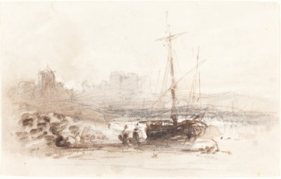 Seilbåt på en strand av John Varley