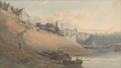 Utsikt over Chepstow Castle, Monmouthshire, fra Under the Bridge av John Varley