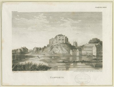 Tamworth Castle: gravering, nd [c 1798] av John Walker