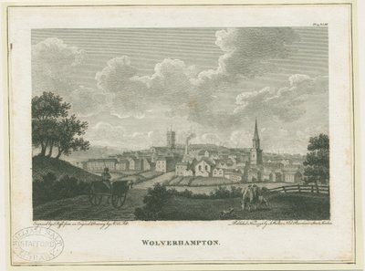 Wolverhampton - South West View: gravering, nd [c 1796] av John Walker