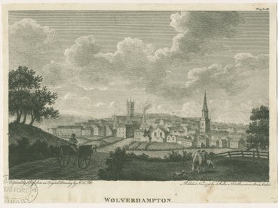 Wolverhampton - South West View: gravering, nd [c 1796] av John Walker
