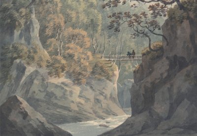 Alpine Bridge og Woodland Scenery nær Pistil y Maw av John Warwick Smith