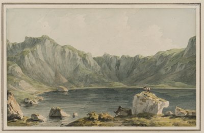 Llyn Idwal, på vei til det fra Llyn Ogwen, Carnarvonshire, ca. 1795 (wc på papir) av John Warwick Smith