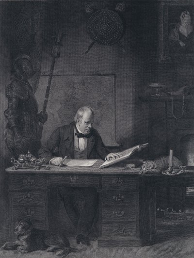 Sir Walter Scott i sin studie (gravering) av John Watson Gordon