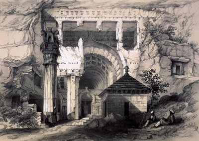 Karli, inngangen til den store Chaitya-hulen, 1845. av John Weale