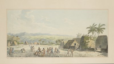 19: An Inland View, on Atooi, fra en serie akvareller som illustrerer Captain Cooks siste reise, ca. 1773-84 av John Webber