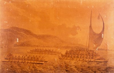 Kanoer skal møte kaptein James Cook av John Webber