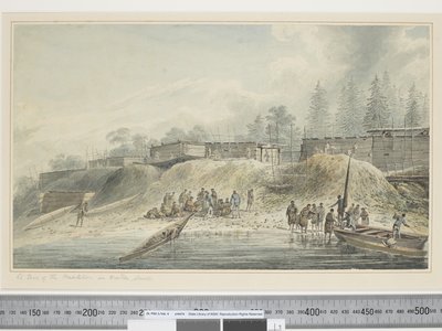 F.23 A View of the Habitations in Nootka Sound, ca. 1773-84 (akvarell) av John Webber