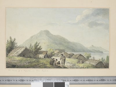 F.2 The Inside of a Hippah, i New Zeeland sic, ca. 1773-84 (akvarell- og trykkgraveringer) av John Webber