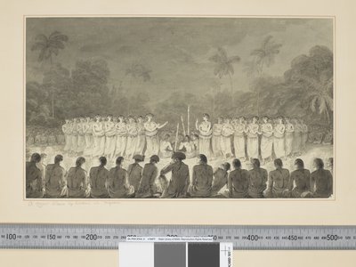 F.6 En nattdans av kvinner i Hapaee, ca. 1773-84 (akvarell) av John Webber