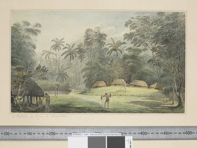 F.8 En Fiatooka, eller Morai i Tongataboo, ca. 1773-84 (akvarell) av John Webber