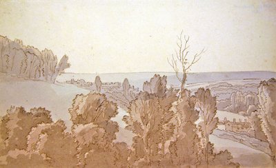 A View at Bridewell (penn og blekk og blå og grå vask på papir) av John White Abbott