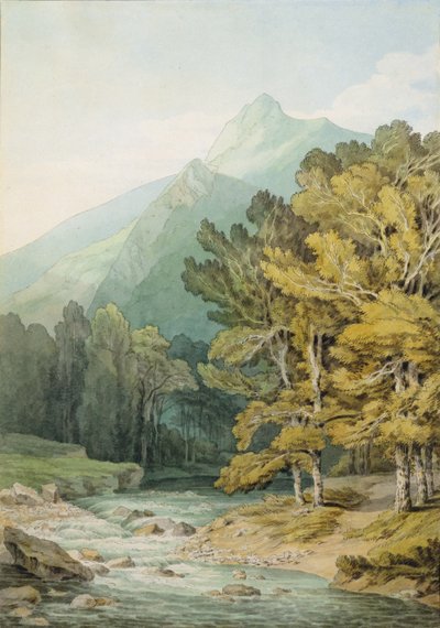 On the Dart i Holne Chase (wc på papir) av John White Abbott