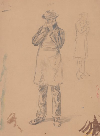 Karikatur av seg selv og E. A. Abbey (recto); To studier av en stående mann (verso) av John White Alexander