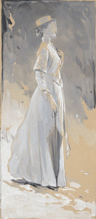 Ung kvinne i hvitt: Miss Cynthia av John White Alexander