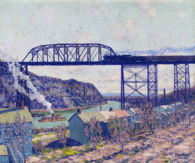 On the Rondout (olje på lerret) av John William Bentley